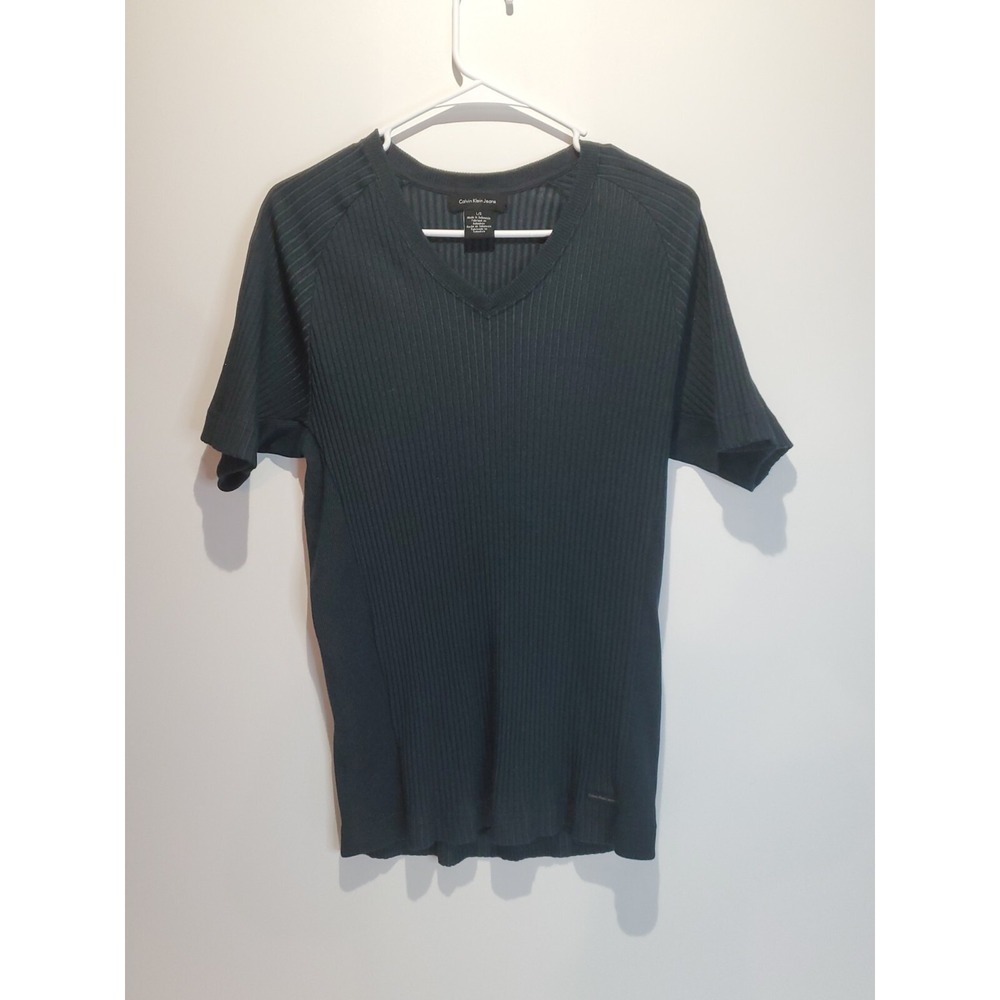 Calvin Klein Jeans Men's Short Sleeve V-Neck Shirt,‎ Large, Black - Picture 8 of 8